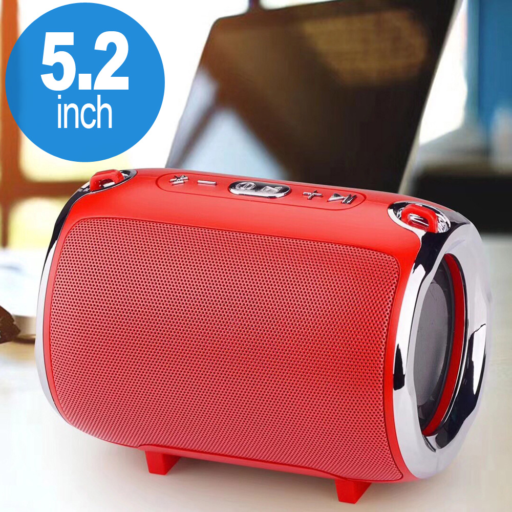 Aluminum Drum Style Portable Bluetooth Speaker with Carry Strap S518 (Red)